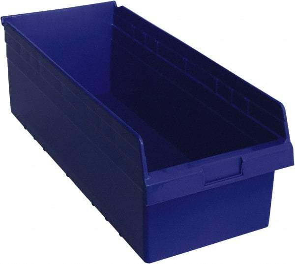 Quantum Storage - 23-5/8" Deep, Blue Polypropylene Hopper Shelf Bin - 8" High x 11-1/8" Wide x 23-5/8" Long - Apex Tool & Supply