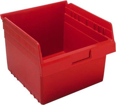 Quantum Storage - 11-5/8" Deep, Red Polypropylene Hopper Shelf Bin - 8" High x 11-1/8" Wide x 11-5/8" Long - Apex Tool & Supply