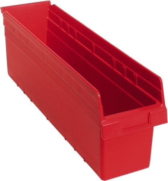 Quantum Storage - 23-5/8" Deep, Red Polypropylene Hopper Shelf Bin - 8" High x 6-5/8" Wide x 23-5/8" Long - Apex Tool & Supply
