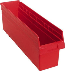 Quantum Storage - 23-5/8" Deep, Red Polypropylene Hopper Shelf Bin - 8" High x 6-5/8" Wide x 23-5/8" Long - Apex Tool & Supply