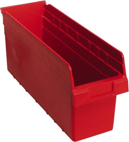 Quantum Storage - 17-7/8" Deep, Red Polypropylene Hopper Shelf Bin - 8" High x 6-5/8" Wide x 17-7/8" Long - Apex Tool & Supply