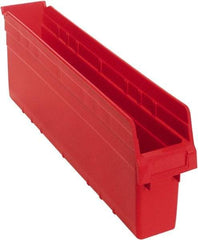 Quantum Storage - 23-5/8" Deep, Red Polypropylene Hopper Shelf Bin - 8" High x 4-3/8" Wide x 23-5/8" Long - Apex Tool & Supply