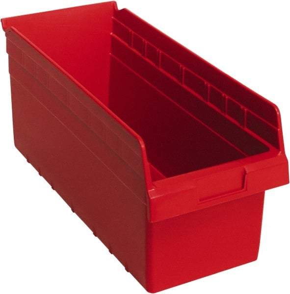 Quantum Storage - 17-7/8" Deep, Red Polypropylene Hopper Shelf Bin - 8" High x 8-3/8" Wide x 17-7/8" Long - Apex Tool & Supply