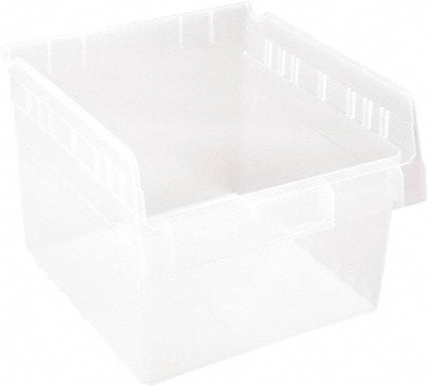 Quantum Storage - 11-5/8" Deep, Clear Polypropylene Hopper Shelf Bin - 8" High x 11-1/8" Wide x 11-5/8" Long - Apex Tool & Supply