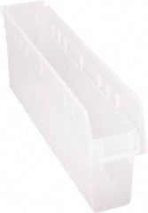 Quantum Storage - 23-5/8" Deep, Clear Polypropylene Hopper Shelf Bin - 8" High x 4-3/8" Wide x 23-5/8" Long - Apex Tool & Supply