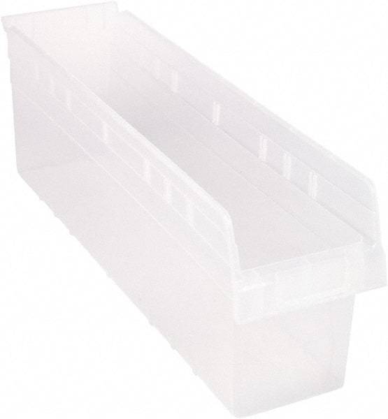 Quantum Storage - 23-5/8" Deep, Clear Polypropylene Hopper Shelf Bin - 8" High x 6-5/8" Wide x 23-5/8" Long - Apex Tool & Supply