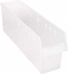 Quantum Storage - 23-5/8" Deep, Clear Polypropylene Hopper Shelf Bin - 8" High x 6-5/8" Wide x 23-5/8" Long - Apex Tool & Supply