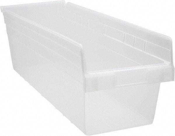 Quantum Storage - 23-5/8" Deep, Clear Polypropylene Hopper Shelf Bin - 8" High x 8-3/8" Wide x 23-5/8" Long - Apex Tool & Supply