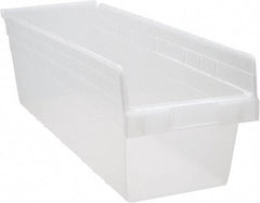 Quantum Storage - 23-5/8" Deep, Clear Polypropylene Hopper Shelf Bin - 8" High x 8-3/8" Wide x 23-5/8" Long - Apex Tool & Supply
