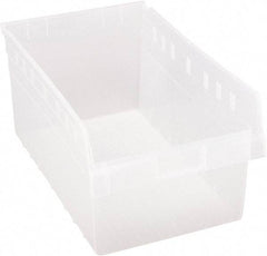 Quantum Storage - 23-5/8" Deep, Clear Polypropylene Hopper Shelf Bin - 8" High x 11-1/8" Wide x 23-5/8" Long - Apex Tool & Supply