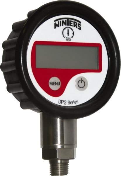 Winters - 2-1/2" Dial, 1/4 Thread, 30-0-100 Scale Range, Pressure Gauge - Lower Connection Mount, Accurate to 0.01% of Scale - Apex Tool & Supply