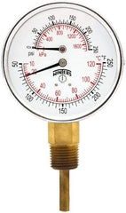Winters - 3" Dial, 1/2 Thread, 0-250 Scale Range, Pressure Gauge - Lower Connection Mount, Accurate to 0.03% of Scale - Apex Tool & Supply