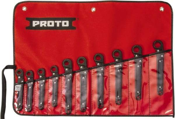 Proto - 10 Piece, 10mm to 19mm, 12 Point Ratcheting Flare Nut Set - Metric Measurement Standard, Black Oxide Finish - Apex Tool & Supply
