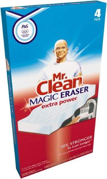 Mr. Clean - 2.4" Long x 4.6" Wide x 0.7" Thick Eraser - Heavy-Duty, White - Apex Tool & Supply