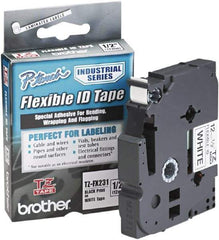 Brother - 1/2" Wide x 314.4" Long, White Plastic/Paper Tape Cassette - For Label Maker - Apex Tool & Supply