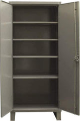 Durham - 4 Shelf Locking Storage Cabinet - Steel, 36" Wide x 18" Deep x 78" High, Gray - Apex Tool & Supply