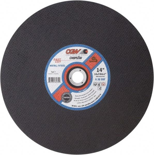 Camel Grinding Wheels - 14" 30 Grit Aluminum Oxide Cutoff Wheel - 3/32" Thick, 1" Arbor, 4,400 Max RPM - Apex Tool & Supply