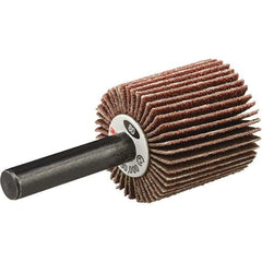 3M - 1-1/2" Diam x 1" Face Width, Fine Aluminum Oxide Coated Mounted Flap Wheel - Mandrel Mount, 120 Grit - Apex Tool & Supply