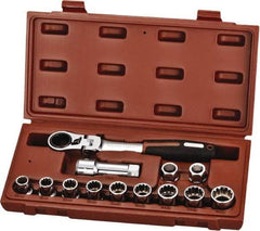 Paramount - 13 Piece 3/4" Drive Deep Well Socket Set - 12 Points, 10mm to 19mm Range, Metric Measurement Standard - Apex Tool & Supply