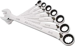 Paramount - 7 Piece, 3/8" to 3/4", 12 Point Reversible Ratcheting Combination Wrench Set - Inch Measurement Standard, Full Polish Chrome Finish, Comes in Blow Molded Case - Apex Tool & Supply