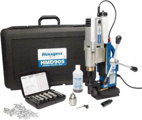 Hougen - 2" Travel, Portable Magnetic Drill Press - 250 & 450 RPM, 9 Amps, 1.5 hp, 1035 Watts - Apex Tool & Supply