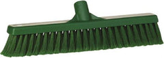 Vikan - 16" Fine Particle Synthetic Push Broom - 2" Bristle Length, Plastic Block, European Threaded Handle Connection - Apex Tool & Supply