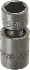 Proto - 3/8" Drive 15mm Standard Universal Impact Socket - 6 Points, 2-3/32" OAL - Apex Tool & Supply