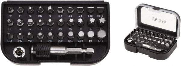 VEGA Industries - 32 Piece, 1/4" Drive Screwdriver Bit Set - #0 to #3 Phillips, 5/64 to 5/16" Hex, T10 to T40 Torx, #1 to #3 Square Recess - Apex Tool & Supply