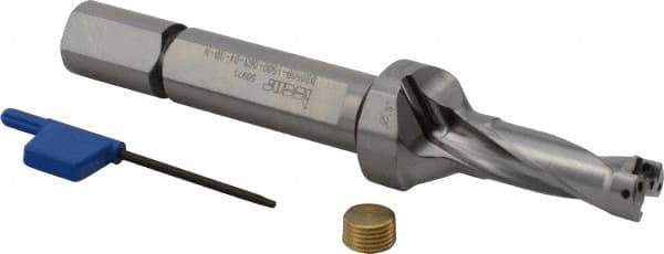 Iscar - 1-1/2" Max Drill Depth, 3xD, 1/2" Diam, Indexable Insert Drill - 2 Inserts, 5/8" Shank Diam, Straight Shank - Apex Tool & Supply