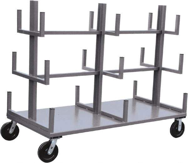 Jamco - 4,000 Lb Capacity Bar & Pipe Truck - Steel Deck, 48" OAW, 11" Platform Height, Phenolic Casters - Apex Tool & Supply