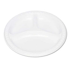 Tablemate Products - Plastic Dinnerware, Compartment Plates, 9" Diam, White, 125/Pack - Apex Tool & Supply
