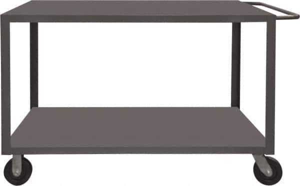 Durham - 4,000 Lb Capacity, 36" Wide x 48" Long x 37-1/2" High Heavy Duty Service Cart - 2 Shelf, Steel, 2 Rigid/2 Swivel Casters - Apex Tool & Supply