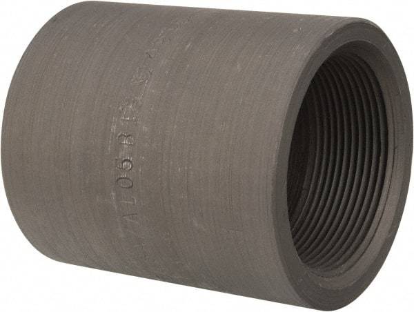 Made in USA - Size 2 x 1-1/2", Class 3,000, Forged Carbon Steel Black Pipe Reducing Coupling - 3,000 psi, Threaded End Connection - Apex Tool & Supply