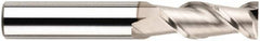 SGS - 3/8", 2-1/2" LOC, 3/8" Shank Diam, 4-1/4" OAL, 2 Flute, Solid Carbide Square End Mill - Single End, Uncoated, Spiral Flute, 45° Helix, Centercutting, Right Hand Cut, Right Hand Flute, Series 44 - Apex Tool & Supply