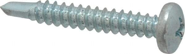 Value Collection - #10, Pan Head, Phillips Drive, 1-1/4" Length Under Head, #3 Point, Self Drilling Screw - Grade 1016-1024 Steel, Zinc-Plated Finish - Apex Tool & Supply