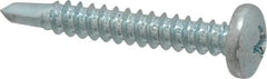 Value Collection - #10, Pan Head, Phillips Drive, 1-1/4" Length Under Head, #3 Point, Self Drilling Screw - Grade 1016-1024 Steel, Zinc-Plated Finish - Apex Tool & Supply