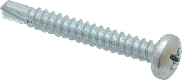 Value Collection - #10, Pan Head, Phillips Drive, 1-1/2" Length Under Head, #2 Point, Self Drilling Screw - Grade 1016-1024 Steel, Zinc-Plated Finish - Apex Tool & Supply