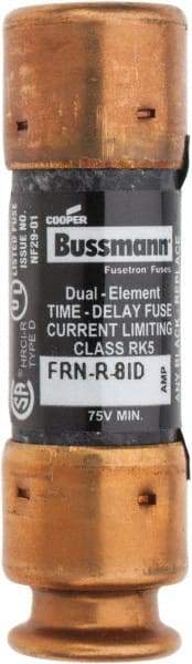 Cooper Bussmann - 125 VDC, 250 VAC, 8 Amp, Time Delay General Purpose Fuse - Fuse Holder Mount, 50.8mm OAL, 20 at DC, 200 (RMS) kA Rating, 14.3mm Diam - Apex Tool & Supply