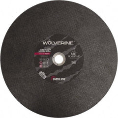 Weiler - 14" 46 Grit Aluminum Oxide Cutoff Wheel - 3/32" Thick, 1" Arbor, 4,400 Max RPM, Use with Chop Saws - Apex Tool & Supply