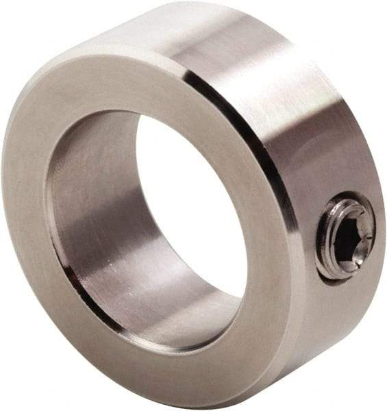 Climax Metal Products - 3/32" Bore, Stainless Steel, Set Screw Shaft Collar - 3/8" Outside Diam, 3/16" Wide - Apex Tool & Supply
