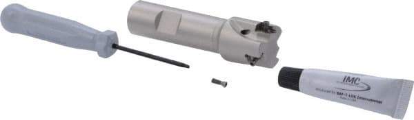 Iscar - 1" Cut Diam, 0.315" Max Depth of Cut, 3/4" Shank Diam, 3.38" OAL, Indexable Square Shoulder Helical End Mill - Weldon Shank, 90° Lead Angle, Through Coolant, Series Helitang - Apex Tool & Supply