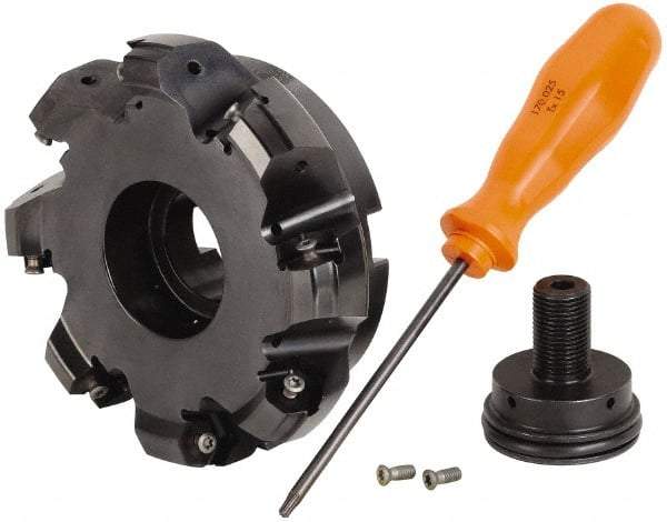 Kennametal - 8 Inserts, 4.744" Cutter Diam, 0.087" Max Depth of Cut, Indexable High-Feed Face Mill - 1-1/4" Arbor Hole Diam, 1.77" High, KSHR Toolholder, HNGJ 0905.. Inserts, Series Dodeka High-Feed - Apex Tool & Supply