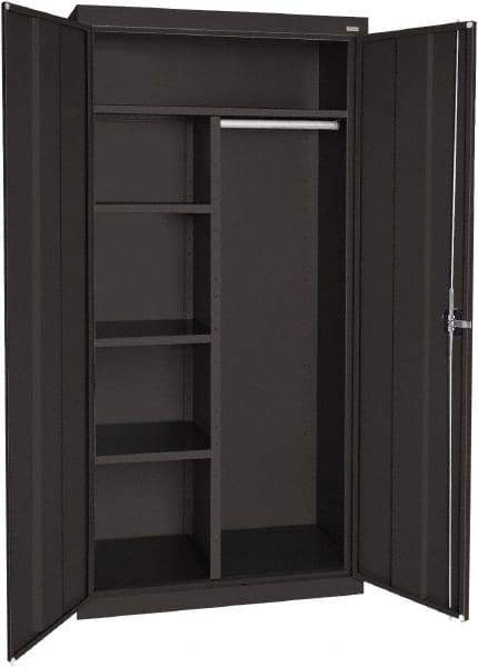 Sandusky Lee - 5 Shelf Combination Storage Cabinet - Steel, 46" Wide x 24" Deep x 72" High, Black - Apex Tool & Supply