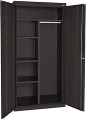 Sandusky Lee - 5 Shelf Combination Storage Cabinet - Steel, 46" Wide x 24" Deep x 72" High, Black - Apex Tool & Supply