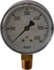 Wika - 2-1/2" Dial, 1/4 Thread, 0-600 Scale Range, Pressure Gauge - Lower Connection Mount, Accurate to 3-2-3% of Scale - Apex Tool & Supply