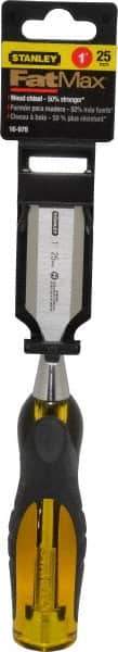 Stanley - 9" OAL x 1" Blade Width Wood Chisel - 1" Tip, Acetate & Rubber Grip Handle - Apex Tool & Supply