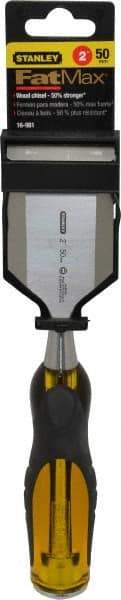 Stanley - 9" OAL x 2" Blade Width Wood Chisel - 2" Tip, Acetate & Rubber Grip Handle - Apex Tool & Supply