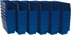 Quantum Storage - 50 Lb. Load Capacity, 11-5/8" Deep, Blue Polypropylene Hopper Shelf Bin - 6" High x 4-1/8" Wide x 11-5/8" Long - Apex Tool & Supply