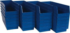 Quantum Storage - 50 Lb. Load Capacity, 17-7/8" Deep, Blue Polypropylene Hopper Shelf Bin - 6" High x 6-5/8" Wide x 17-7/8" Long - Apex Tool & Supply