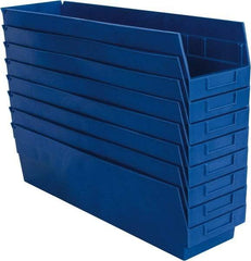 Quantum Storage - 50 Lb. Load Capacity, 23-5/8" Deep, Blue Polypropylene Hopper Shelf Bin - 6" High x 6-5/8" Wide x 23-5/8" Long - Apex Tool & Supply
